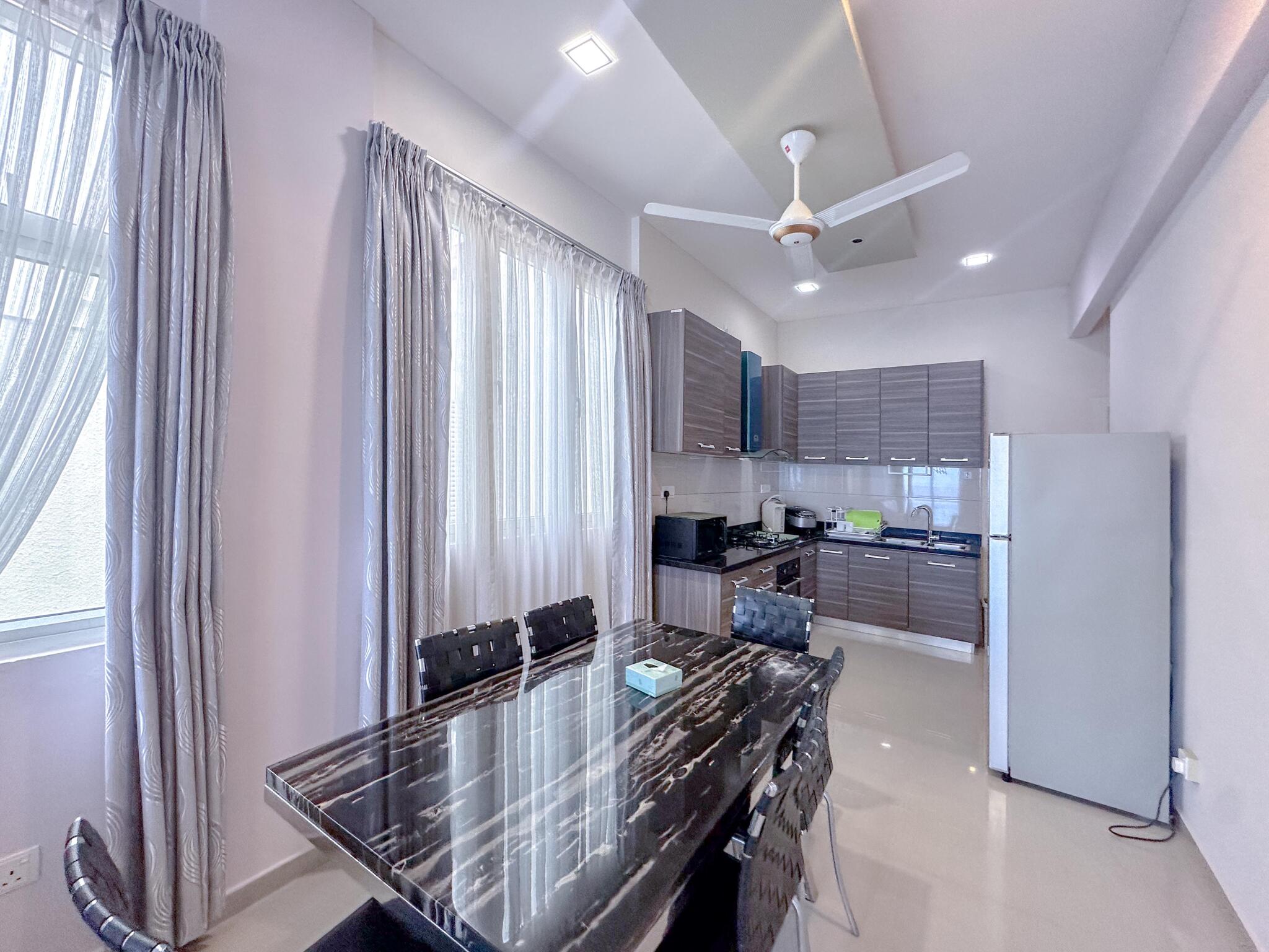 Balcony view — 3-bedroom apartment for rent in Hulhumalé, Maldives — interior design