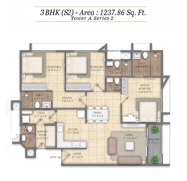 Luxera Nadhee 3rd Floor floor plan — Modern 3+1 BR fully furnished Apartment at Luxera Nadhee
