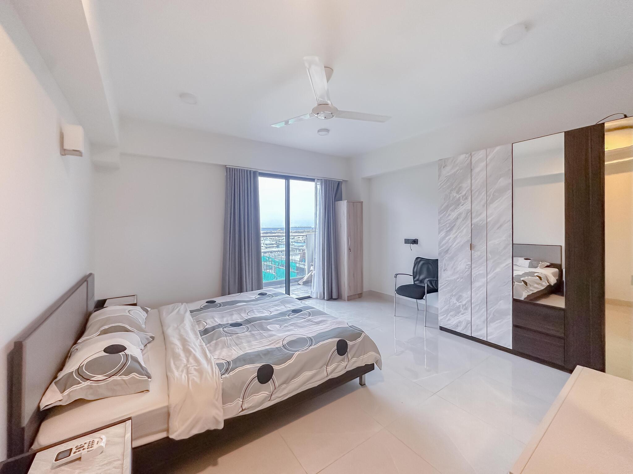 Living room — 3-bedroom apartment for rent in Hulhumalé, Oceanfront Residence, Maldives — interior design