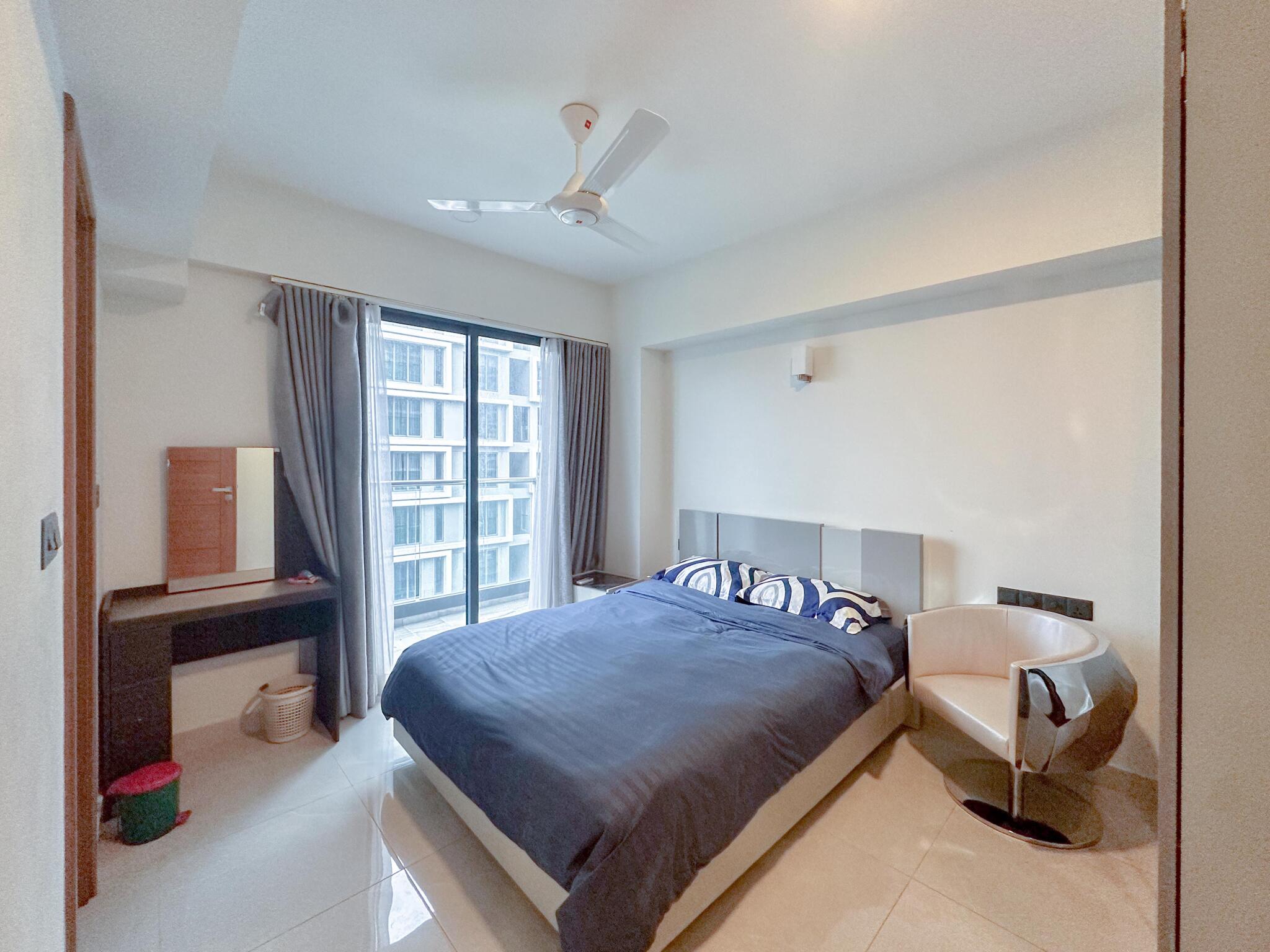 Balcony view — 3-bedroom apartment for rent in Hulhumalé, Oceanfront Residence, Maldives — interior design
